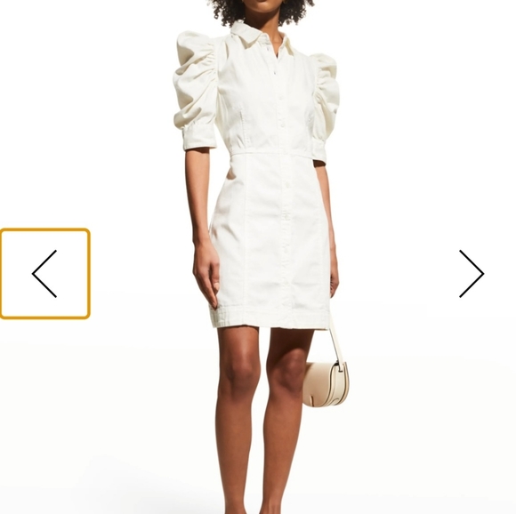 FRAME Gillian Off-White Gillian Puff Sleeve Mini Dress
